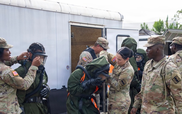 U.S. Soldiers and Airmen with the Georgia National Guard conduct joint CBRN exercise