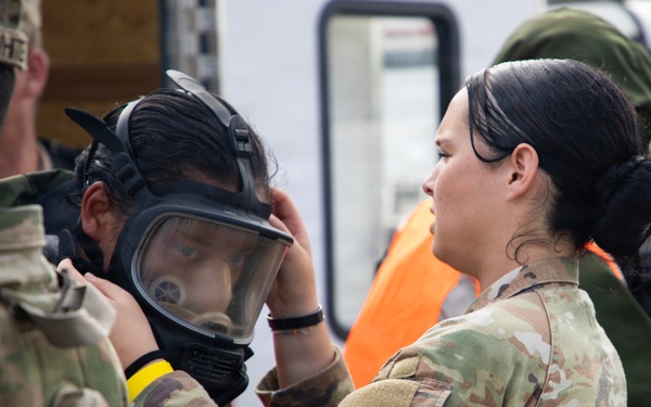 U.S. Soldiers and Airmen with the Georgia National Guard conduct joint CBRN exercise