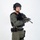 MCAS Marines pose for content 2026 A male individual is posed against a plain white studio background wearing full tactical/law enforcement gear. He is holding a rifle with mounted accessories in a low-ready or patrol carry position. The image appears to be a professional equipment or personnel documentation photograph.