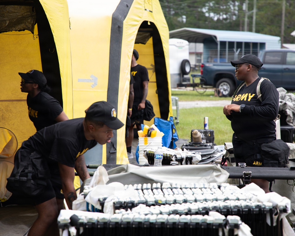 U.S. Soldiers and Airmen with the Georgia National Guard conduct joint CBRN exercise