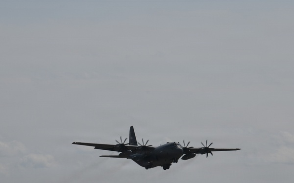 C-130Hs Fly Together in Large Formation