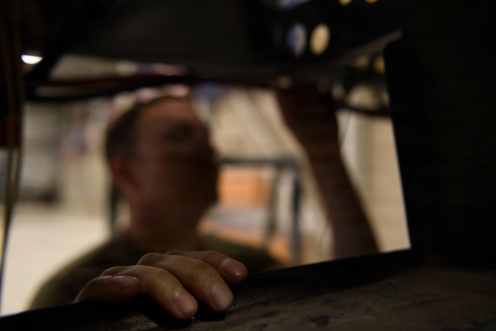 163d Aircraft Maintenance Squardron Performs Nighttime Maintenance
