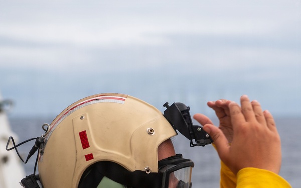 USCGC Midgett (WMSL 757) conducts flight operations while underway in the East China Sea