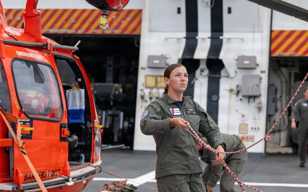 USCGC Midgett (WMSL 757) conducts flight operations while underway in the East China Sea