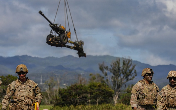 3rd Battalion 7th Field Artillery Regiment Conducts a Gun Raid Sling-Load Training of M777 Howitzers with Ospreys