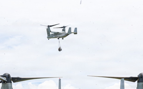 3rd Battalion 7th Field Artillery Regiment Conducts a Gun Raid Sling-Load Training of M777 Howitzers with Ospreys