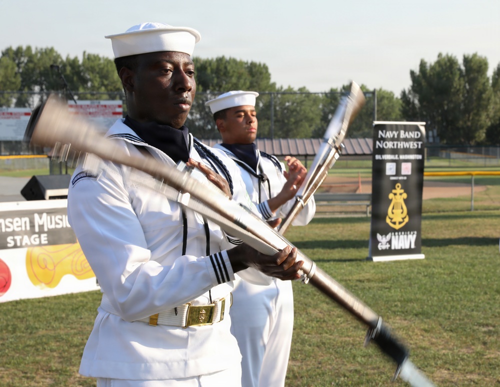 Navy Ceremonial Guardsmen and Navy Band Northwest perform during Billings Navy Week