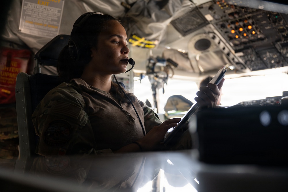 KC-135 refuels F-15s in support of regional security