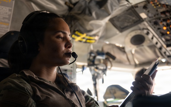 KC-135 refuels F-15s in support of regional security