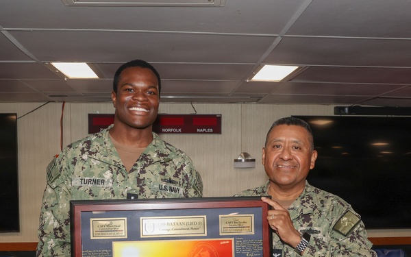 Officer Awards and Ringoff aboard USS Bataan