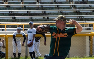 HMLA-367 Marines play baseball with local university students