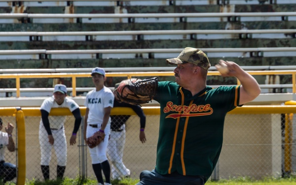 HMLA-367 Marines play baseball with local university students