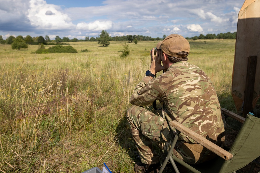 U.S. Army Soldiers with the NATO FLF Battle Group take part in British sniper training in Poland