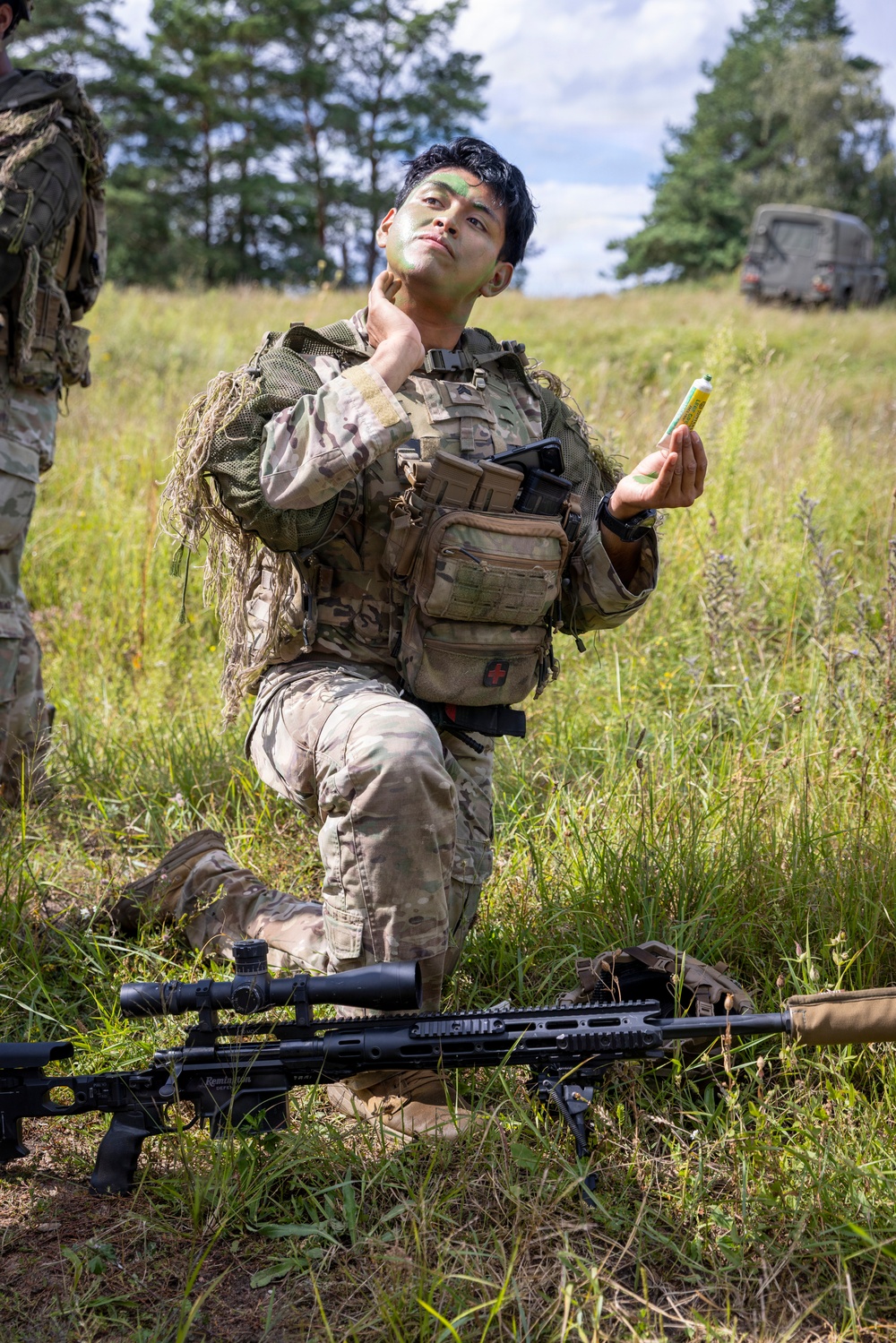 U.S. Army Soldiers with the NATO FLF Battle Group take part in British sniper training in Poland