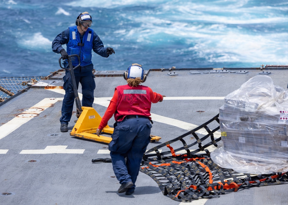 Vertical Replenishment aboard USS Ross (DDG 71)