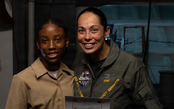 USS John C. Stennis (CVN 74) recognizes LSSA Jamie Taylorwillis