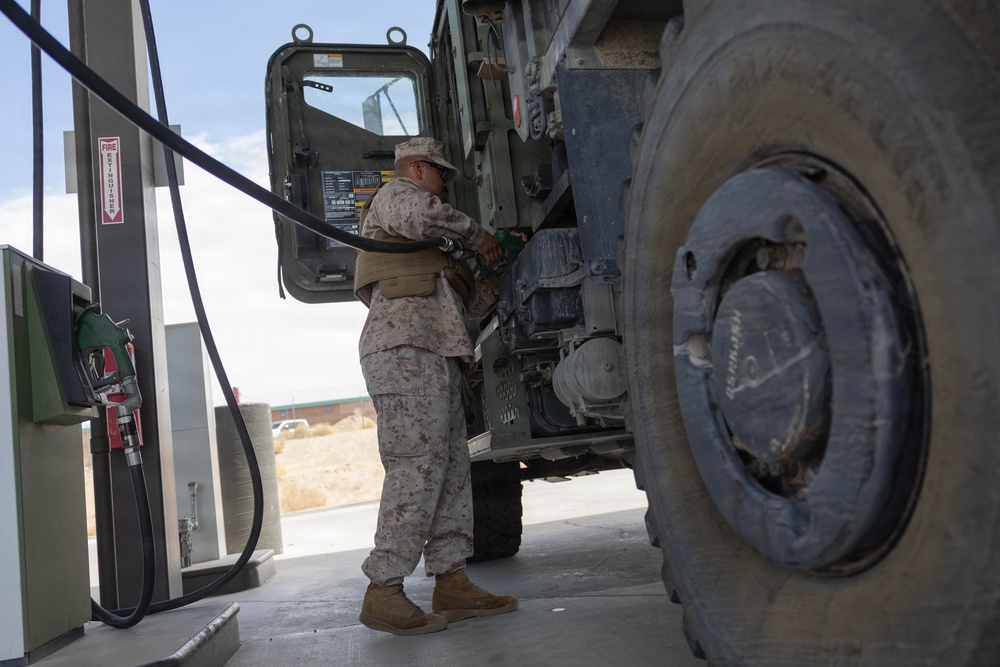 U.S. Marines with 3/11 utilize the defense fuel support point at MCAGCC