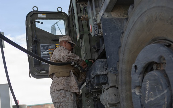 U.S. Marines with 3/11 utilize the defense fuel support point at MCAGCC