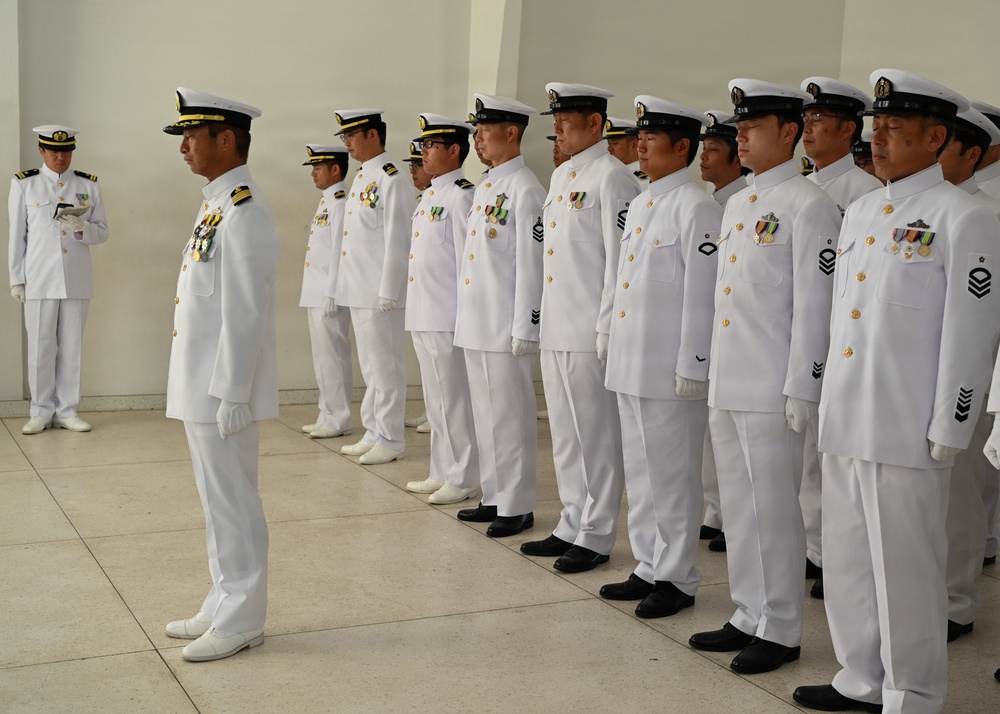 JS Chokai pays respects on board the USS Arizona Memorial