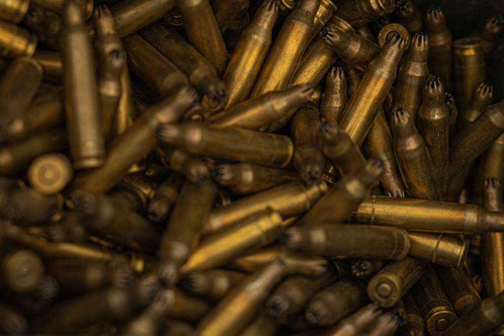 Headquarters Battalion sorts through ammo for 2/5 at Combat Center