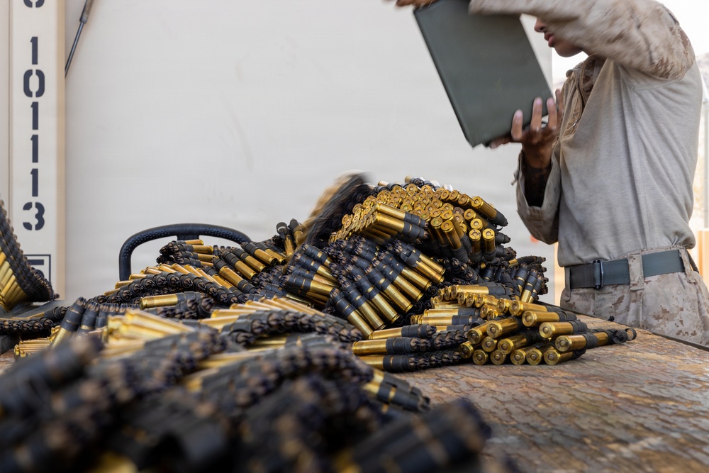 Headquarters Battalion sorts through ammo for 2/5 at Combat Center