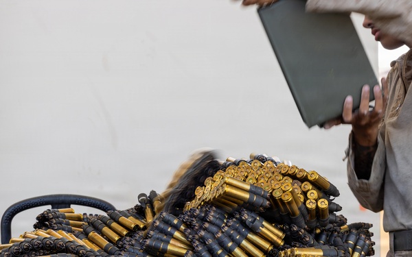 Headquarters Battalion sorts through ammo for 2/5 at Combat Center
