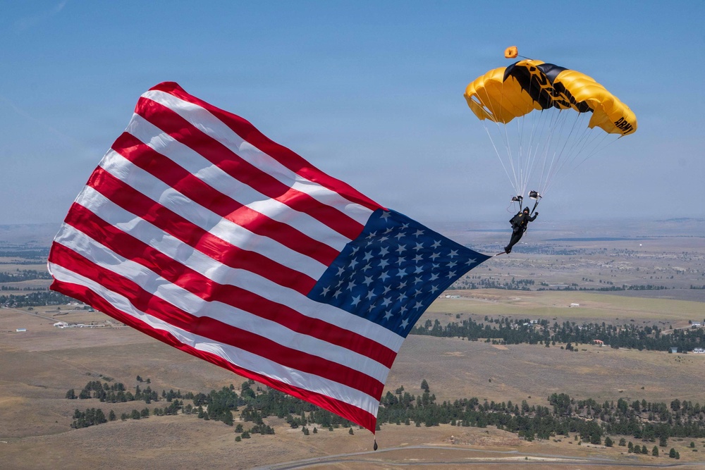 The U.S. Army Parachute Team jumps for Yellowstone International Airshow