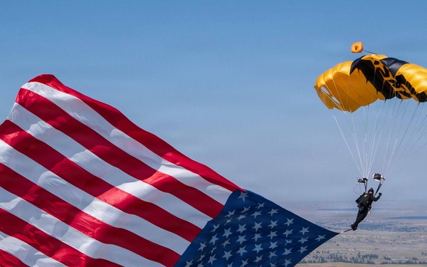 The U.S. Army Parachute Team jumps for Yellowstone International Airshow