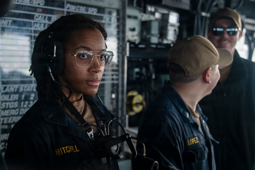 Boxer Sailors Stand Bridge Watch During Replenishment-At-Sea