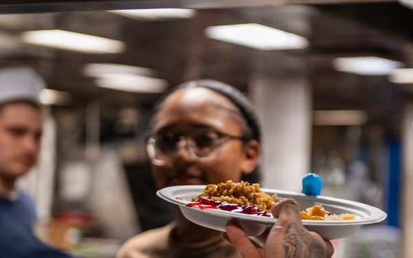 Boxer Sailors, 11th MEU Marines Serve Breakfast