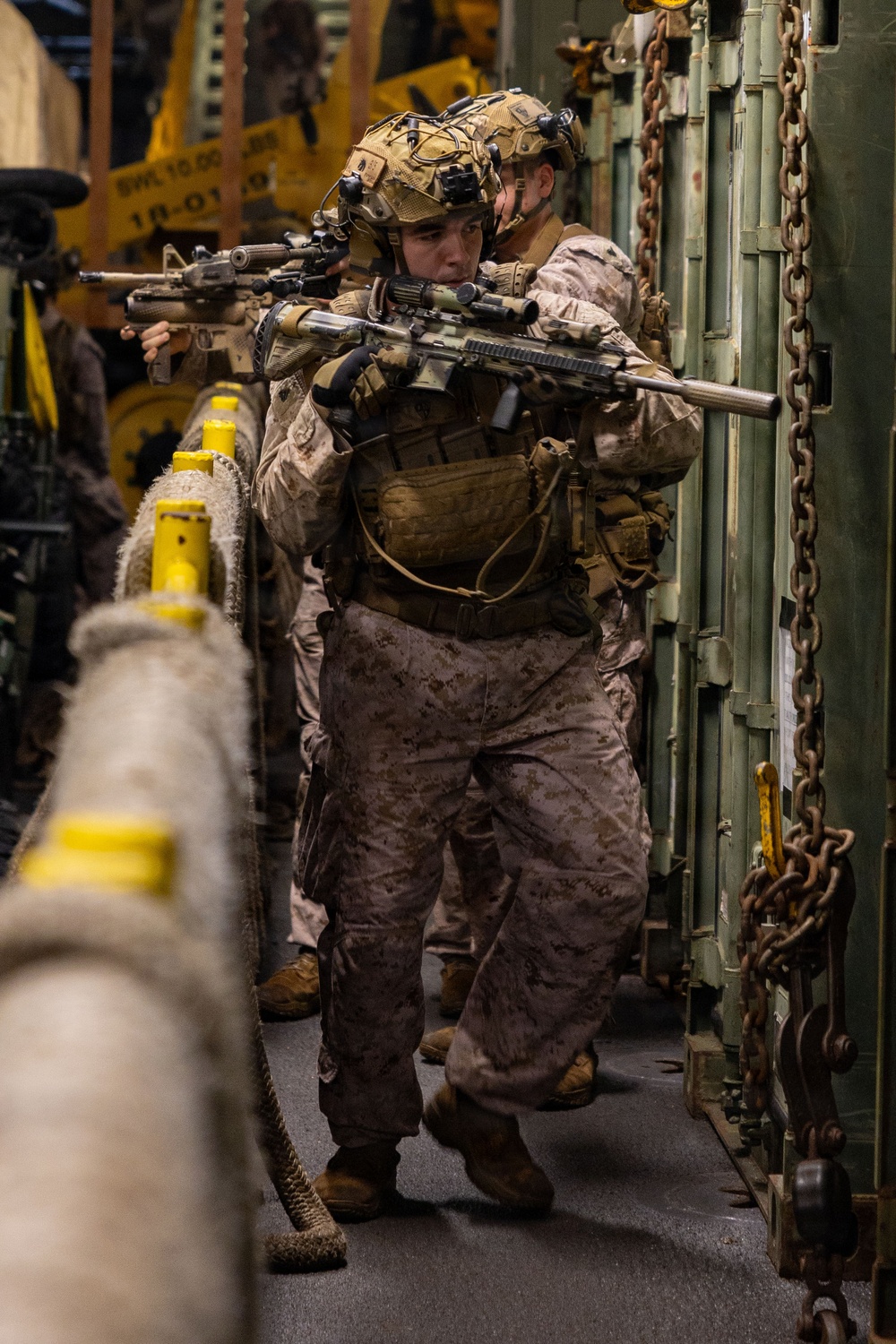11th MEU Marines Conduct Weapons Drills Aboard USS Boxer