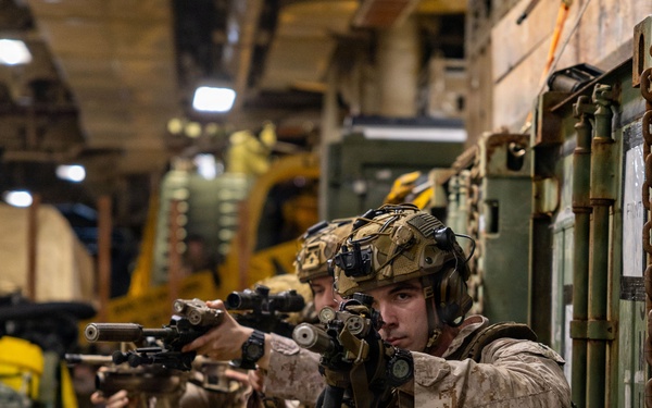 11th MEU Marines Conduct Weapons Drills Aboard USS Boxer