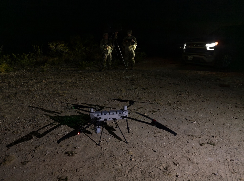 U.S. Army Reserve Soldiers with JTF-SB conduct low-light drone operations in Eagle Pass