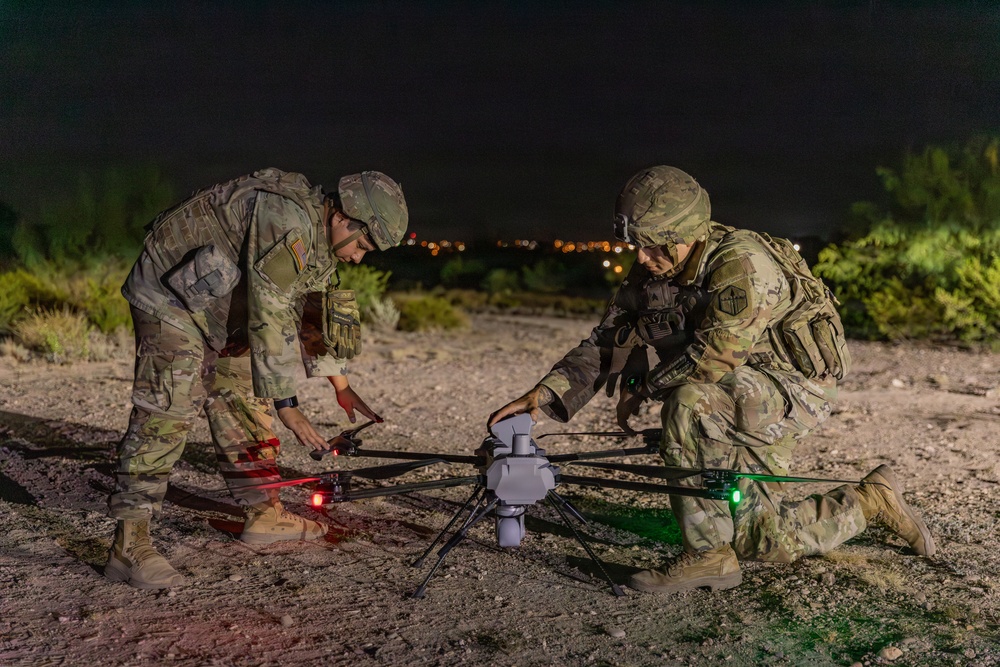 U.S. Army Reserve Soldiers with JTF-SB conduct low-light drone operations in Eagle Pass