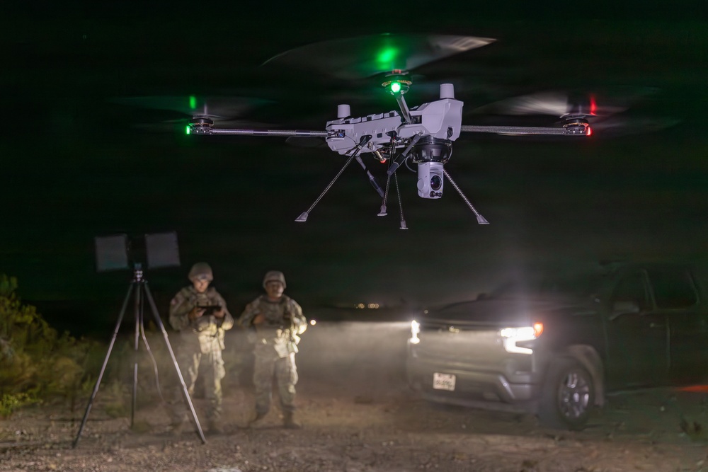 U.S. Army Reserve Soldiers with JTF-SB conduct low-light drone operations in Eagle Pass