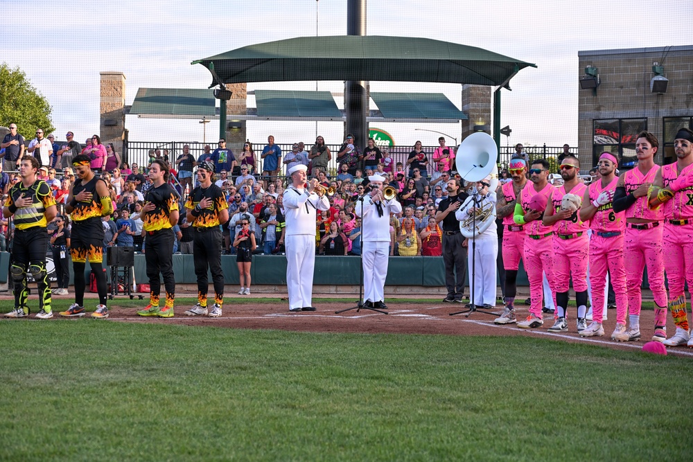 Navy Band Northwest Brass Quintet performs National Anthem at Banana Ball