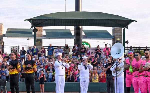 Navy Band Northwest Brass Quintet performs National Anthem at Banana Ball