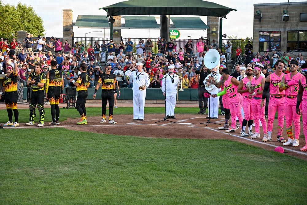 Navy Band Northwest Brass Quintet performs National Anthem at Banana Ball