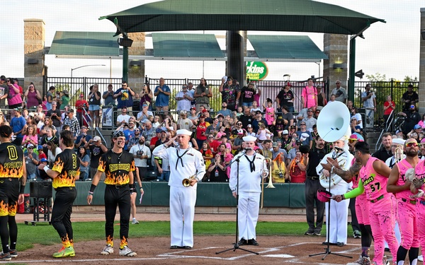 Navy Band Northwest Brass Quintet performs National Anthem at Banana Ball