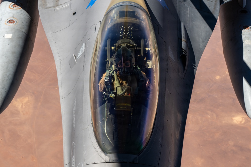 KC-135 refuels F16s for regional deterrence