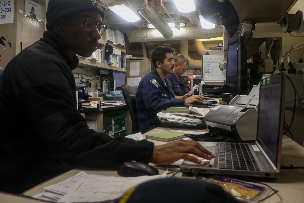 Frank E. Petersen Jr. Sailors Conduct Daily Operations