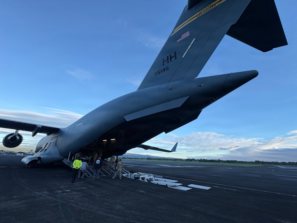 The first flight for Operation TREK808 arrives at Hilo International Airport