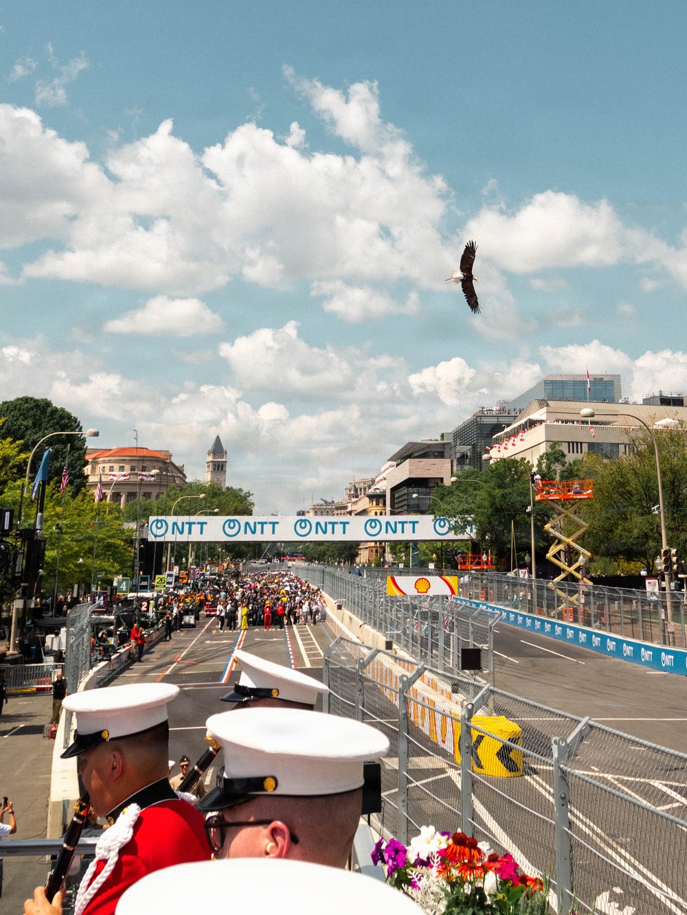 Eagle Flies Over the Track at Freedom 250 Grand Prix