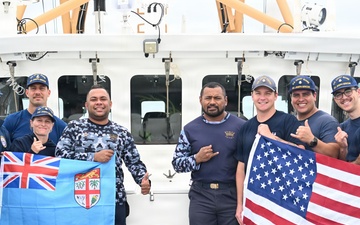 U.S. Coast Guard Cutter Joseph Gerczak crewmembers conduct bilateral maritime law enforcement operations in Fiji