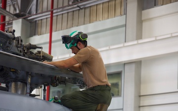 HSM-37 Sailors conduct helo maintenance