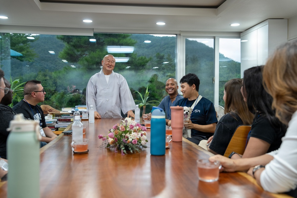 Commander, U.S. Naval Forces Korea Sailors teach English at Hongbeopsa Temple English Camp in South Korea