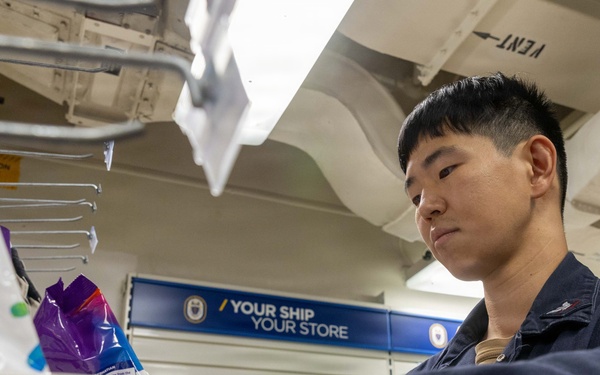 USS Mustin stocks ship's store