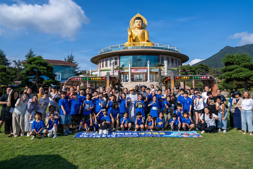 Commander, U.S. Naval Forces Korea Sailors teach English at Hongbeopsa Temple English Camp in South Korea