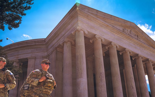 JTF DC National Guardsmen Patrol Near the Thomas Jefferson Memorial
