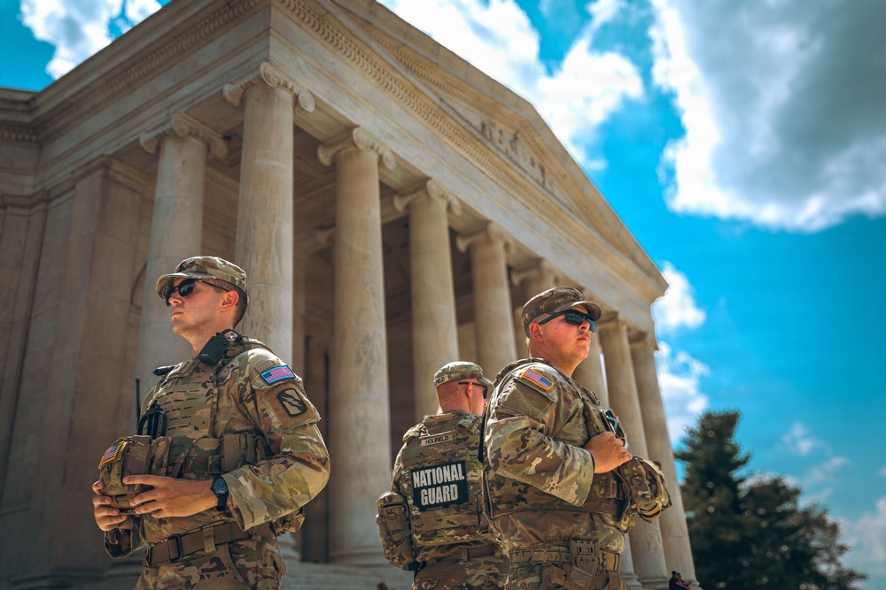 JTF DC National Guardsmen Patrol Near the Thomas Jefferson Memorial